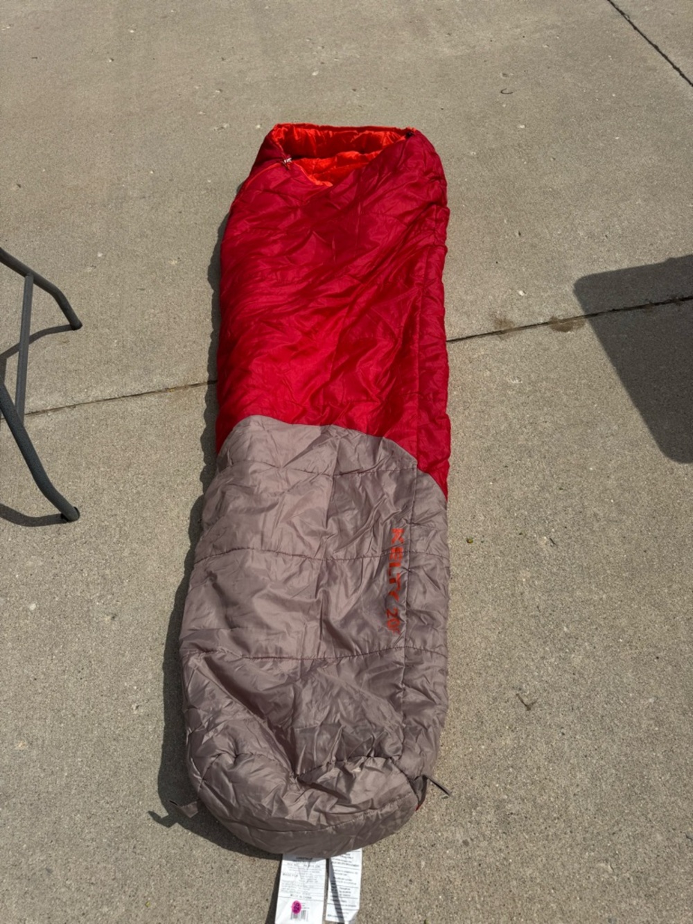 Kelty Red and Taupe Two-Tone Sleeping Bag